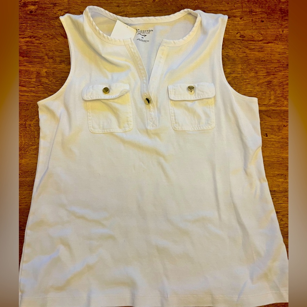 Pima Cotton Charter Clib Luxury Tank Gold Accents
